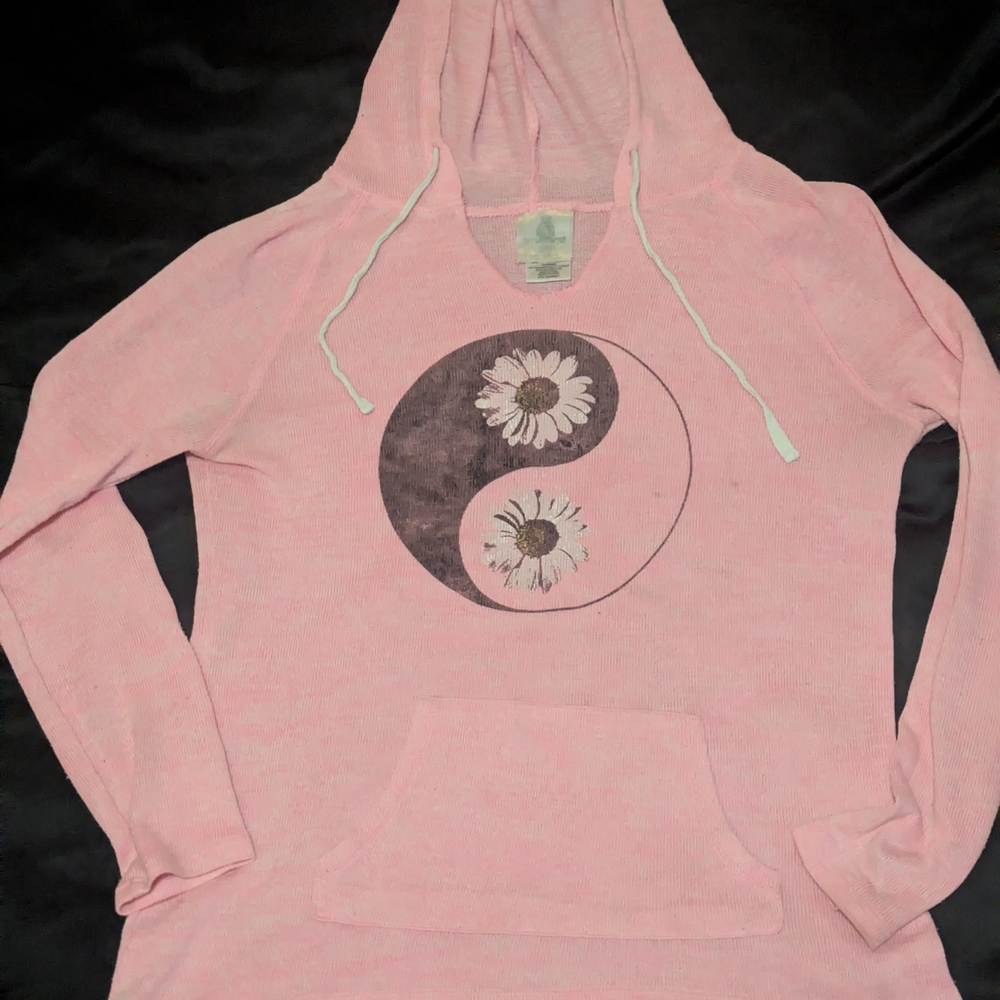 Pink Daisy Yin Yang Lightweight Hoodie